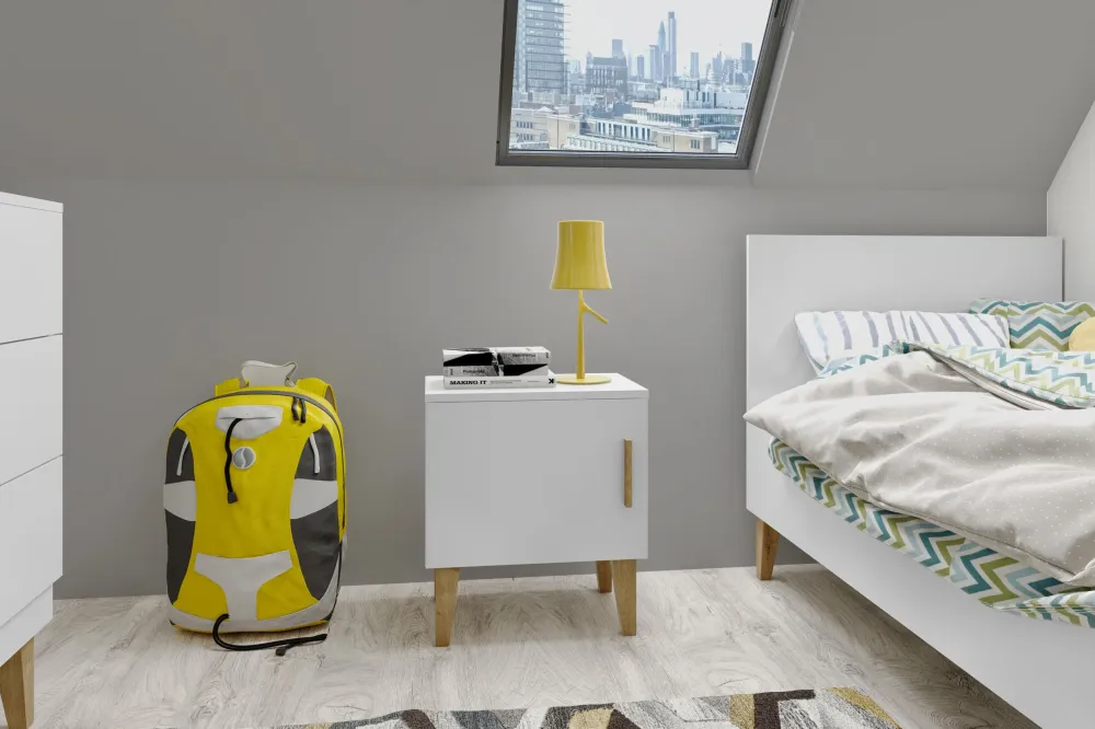 Bedside Table Kubi - White 4 Pillowcases