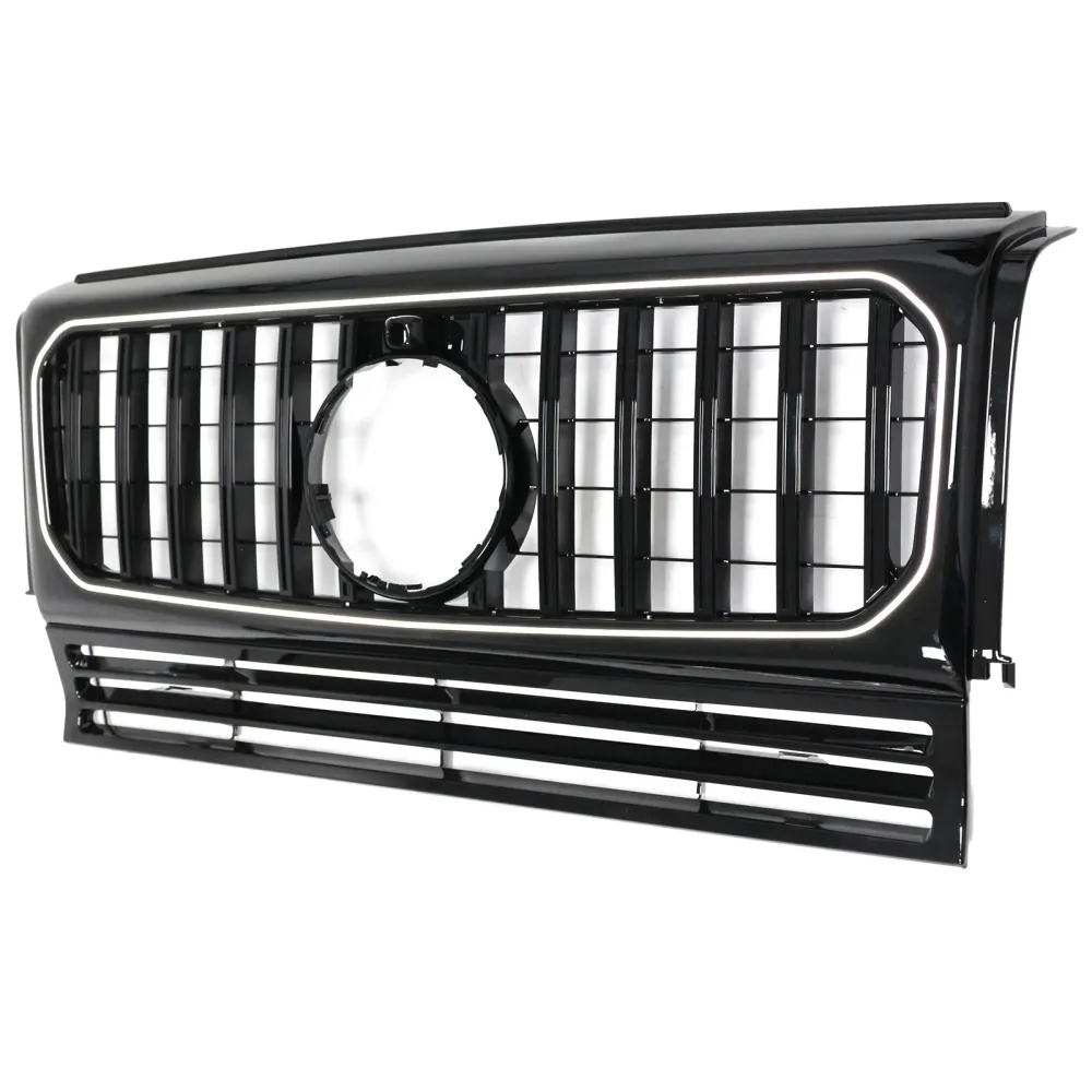 1990-2018 Mercedes Benz G-klass W463 Med kamerahål Glansigt svart främre stötfångargrill