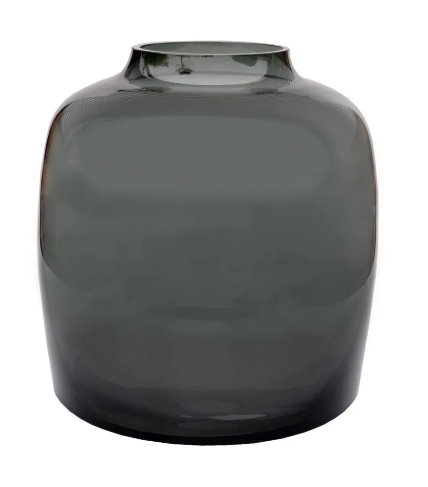 Grå glasvas - h25cm, Ø25cm