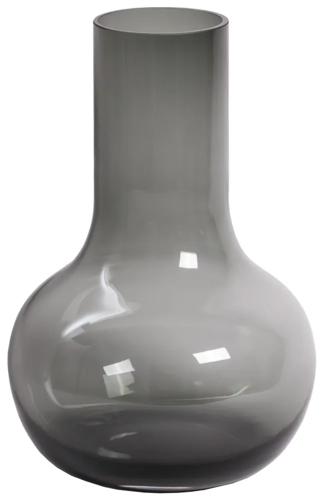 Grå glasvas - h37cm, Ø25cm