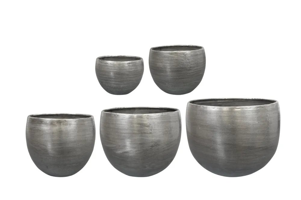 Set med 5 silver Rowen krukor - 38 cm