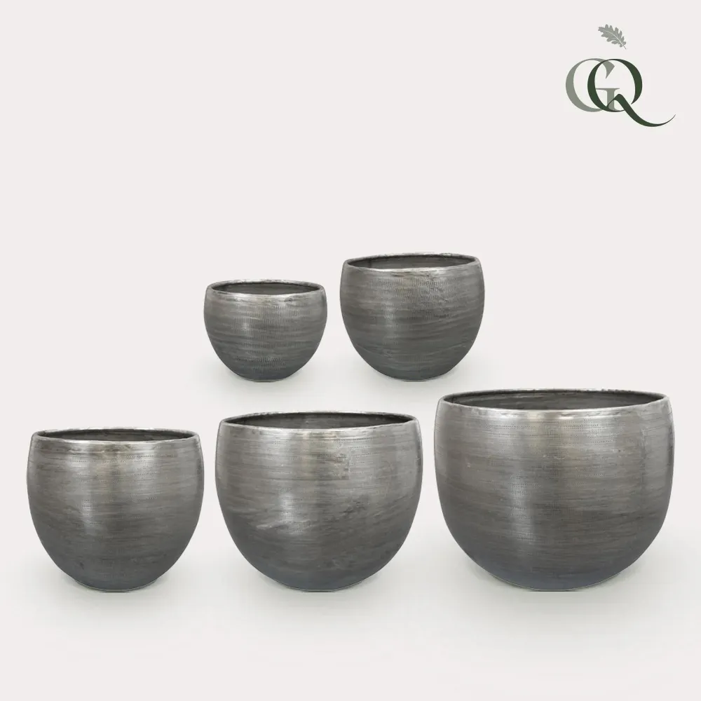 Set med 5 silver Rowen krukor - 38 cm