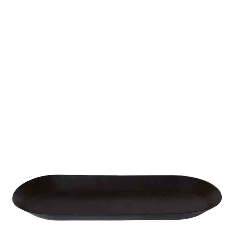 Svart oval växtbricka
